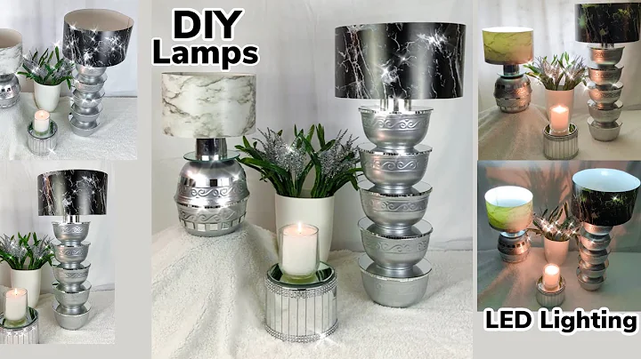 Two Dollar Tree DIY | Table Lamps | Using Ceramic Bowls & Round Mirrors | Home Decor Ideas | 2020