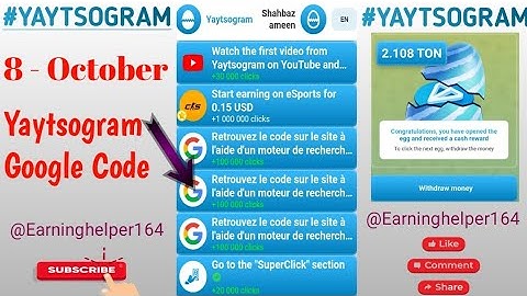 yaytsogram Google code today 8 October/Yaytsogram Google code task