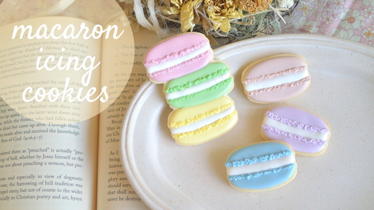 マカロンポーチ マカロンケース　ユキエモン　アイシングクッキー マカロンアイシングクッキー～How to decorate macaron icing cookies