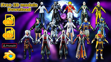 Characters 3d model pack pubg mobile prisma3d Blender bon fbx obj free download
