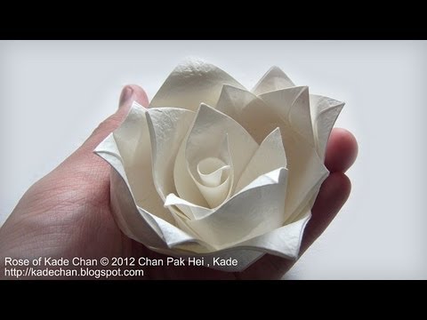 How to fold Origami Rose of Kade Chan 摺紙玫瑰花教學 ( Kade Chan )