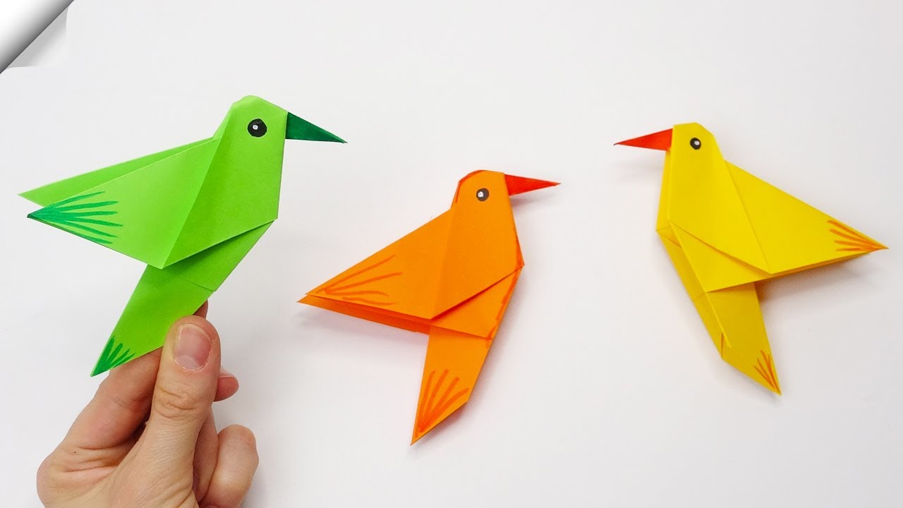 Simple origami for kids - how to make a paper bird - Kiddie Foodies