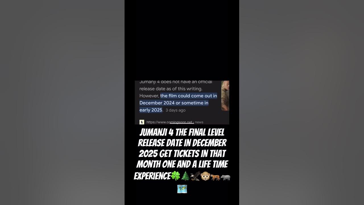 Jumanji 4 the final level release date youtube