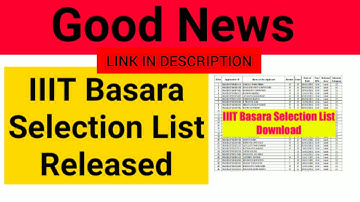 IIIT Basara Selection List Released 2021 || PhaPDF Link in description 2021