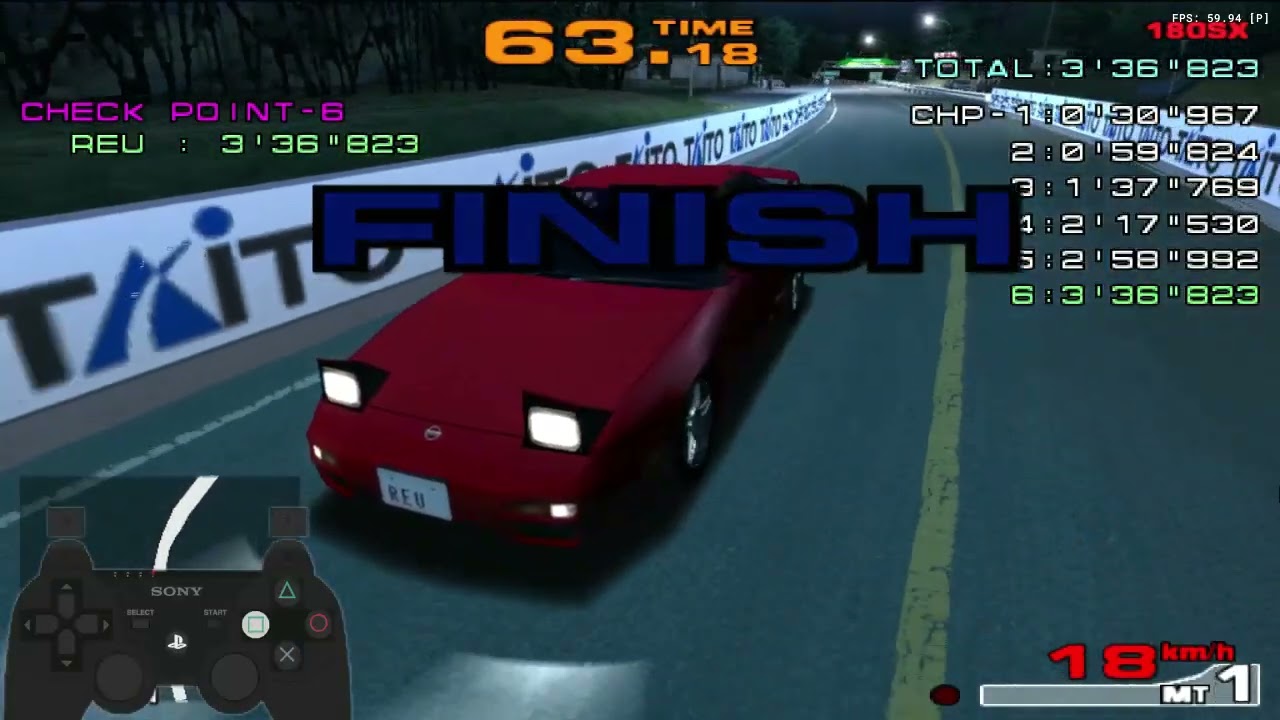 Taito Battle Gear 3 PS2 - Time Attack - Akina Uphill - Nissan 180SX - Run 1