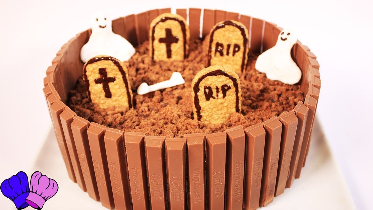 TARTA DE CEMENTERIO CON KIT KAT Y NUTELLA 👻 RECETAS DE HALLOWEEN O DÍA DE MUERTOS