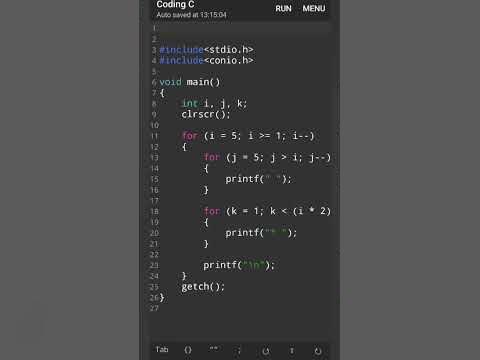 Reverse star pyramid in c program - YouTube