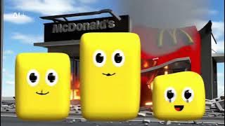 Cbeebies Square bugs destroy Mcdonald's (Sora 2)