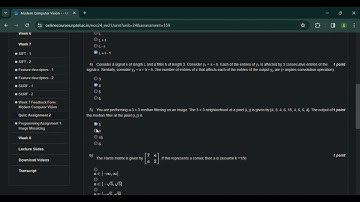 Modern Computer Vision |NPTEL| Week 2 Answers |JAN-APR 2024