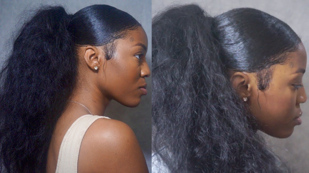SLEEK Ponytail on NATURAL Hair! NO WAVES! Protective Style SLEEK Ponytail on NATURAL Hair! NO WAVES! Protective Style