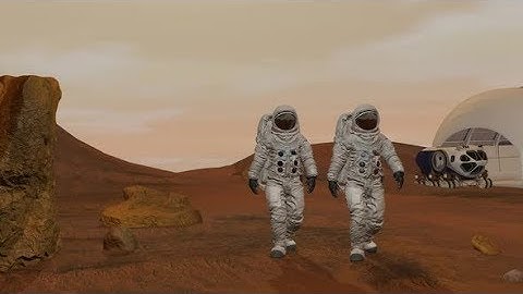 Colony on Mars. Two Astronauts Walking On The Surface Of Mars. | Motion Graphics - Videohive