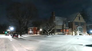 DETROIT'S WEALTHY HOODS AT NIGHT AFTER SNOWFALL