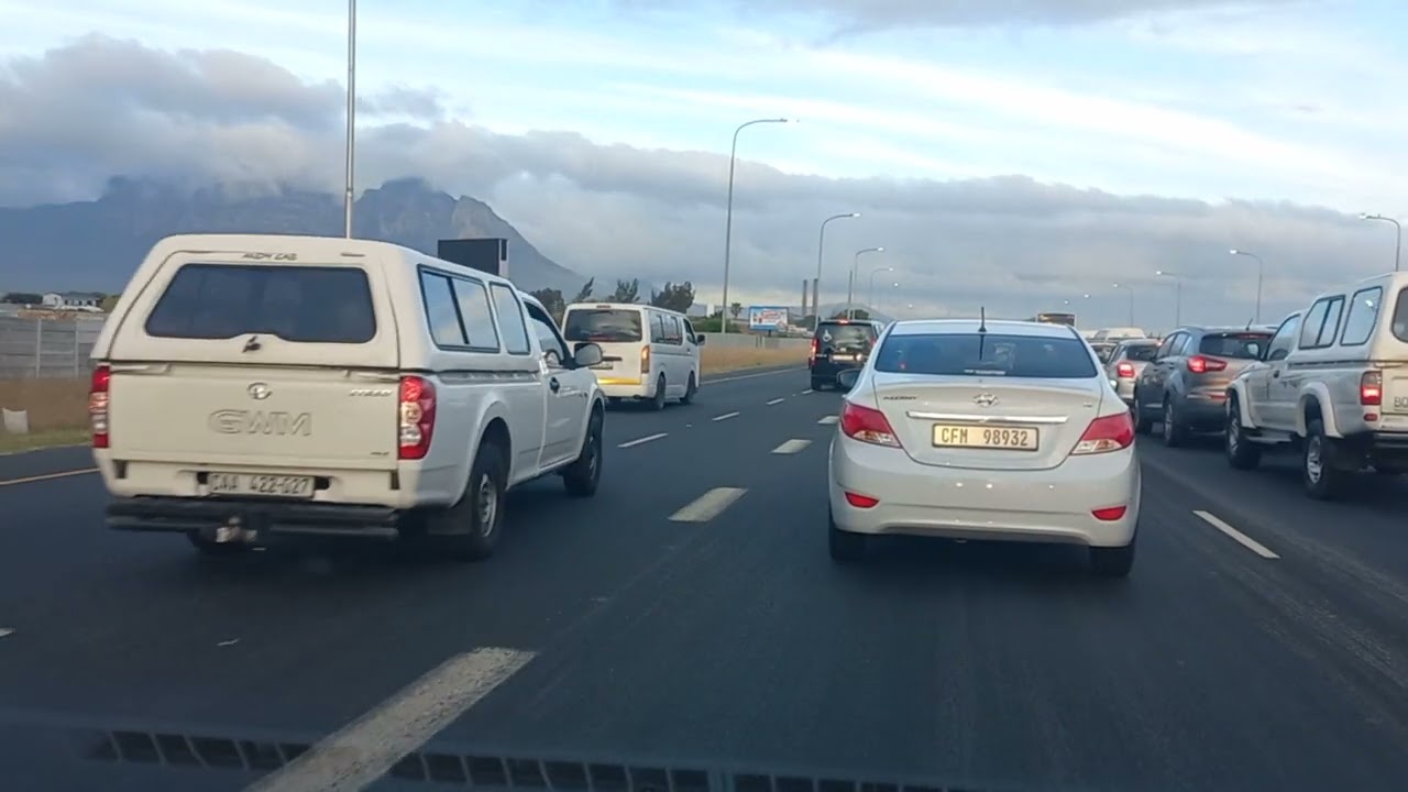 Cape Town International Airport along the N2 to Diep River on a November day in Cape Town