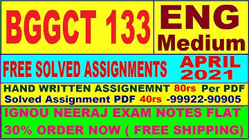 BGGCT 133 in ENGLISH solved assignment 2021 PDF @40rs / Handwritten pdf 80rs msg on 9992290905