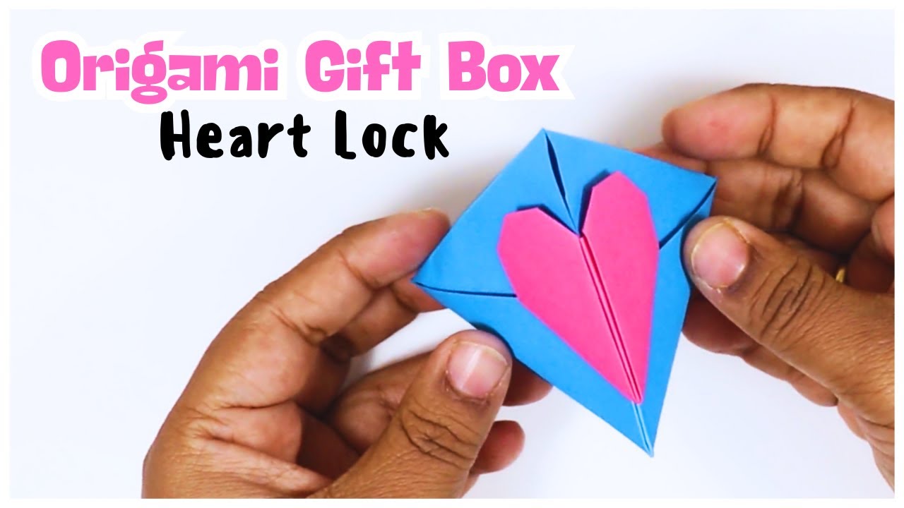 How to Make an EASY Origami Gift Box with Heart Lock ️ DIY Paper Box ...