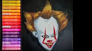 pennywise drawing using mungyo gallery soft oil pastel, and black acrylic paint Darin pastel arts screenshot 1