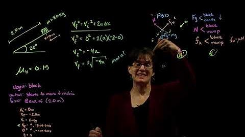 Forces and Motion on an incline Example Problem - block sliding on ramp with friction