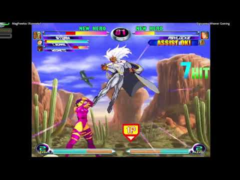 MvC2: Jim - Psylocke Alpha Counter Psy-Blade (7 hit) DHC Hail 65% Combo .:1.1.25:.