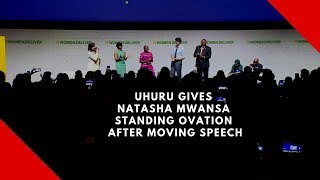 Uhuru gives 18 year old Natasha Mwansa from Zambia standing ovation after moving speech in Canada