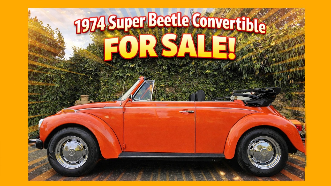 1974 VW Super Beetle Convertible in Happy Phoenix Red - YouTube