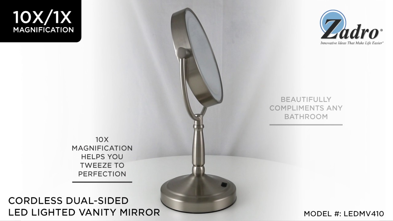 Zadro Cordless Dual Sided Led Lighted Vanity Mirror 10x 1x Ledmv410 Zadro Cordless Dual Sided Led Lighted Vanity Mirror 10x 1x Ledmv410