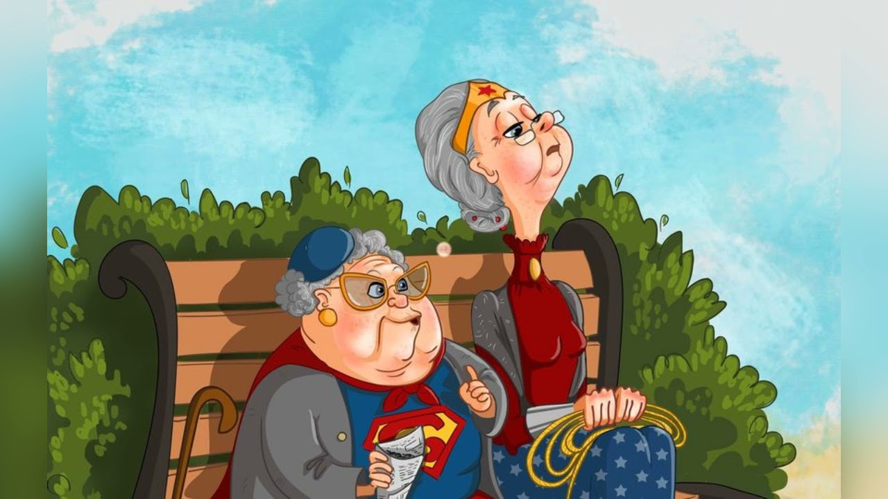 Бабка хочет большого. Мультяшные бабушки. Бабушки на лавочке. Бабушка с дедушкой на скамейке.
