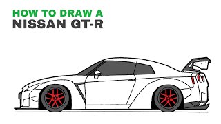 How to Draw a Nissan GTR Sports Car