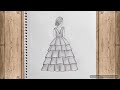 Güzel kabarık elbise çizimi ✏  Kolay elbise çizimi