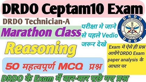 DRDO Ceptam10 Reasoning Marathon Class || DRDO important Reasioning 50 Questions || DRDO analysis
