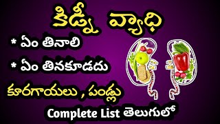 Diet for Kidney Disease in Telugu|| కిడ్నీ వ్యాధి ||తినవలసిన ఆహారం||తినకూడని ఆహారం.