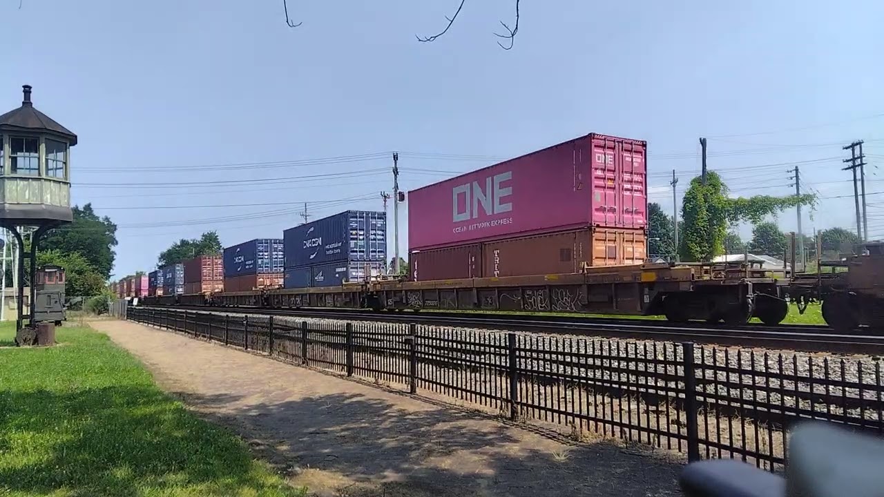 Canadian Pacific train passing by the Lake Shore Railway Museum with a nice horn show!