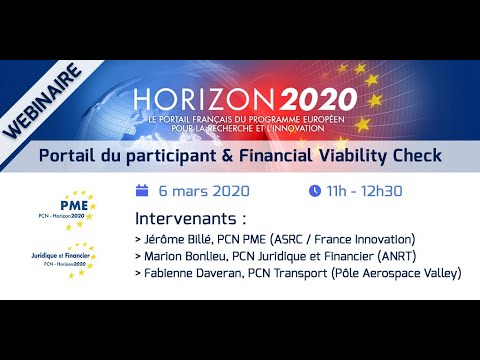 Horizon 2020 | Présentation du portail du participant et du Financial Viability Check