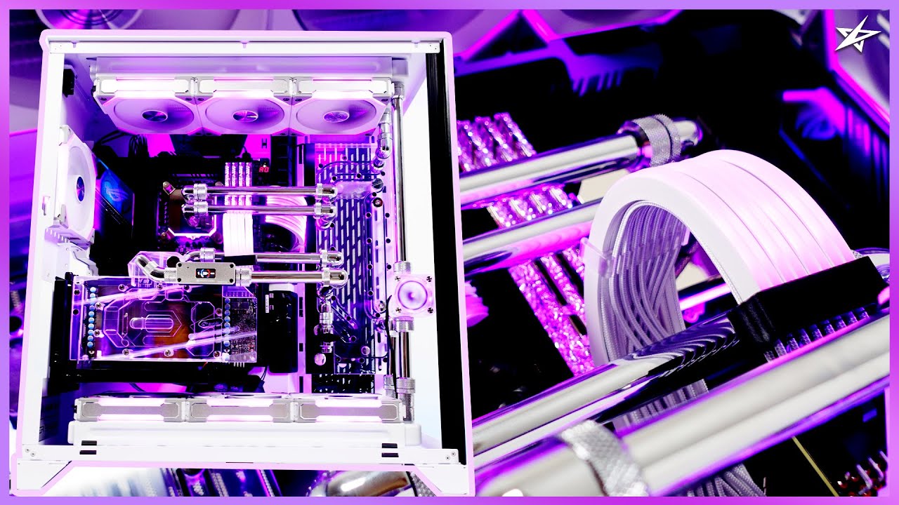 White&Purple LIAN LI PC-O11D XL ROG (White) Custom Water Cooling PC ...