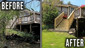 DIY Dry Stack Retaining Wall & New Deck Stairs Installation | Backyard Makeover