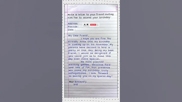 🎂🎂Birthday party invitation Letter| Write a letter to Your friend to your birthday party invitation|