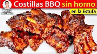 COSTILLAS BBQ FÁCIL SIN HORNO | #VickyRecetaFacil