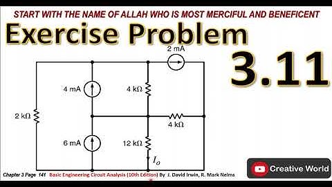 Chapter 3 Exercise Problem 3.11 Solution | Nodal Analysis | Linear Circuit Analysis