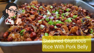 Steamed Glutinous Rice With Pork Belly, Mushrooms and Chinese Sausage 糯米飯 | @DAPUR2020