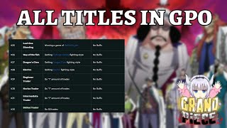 Every NEW TITLES and BUFFS in Grand Piece Online