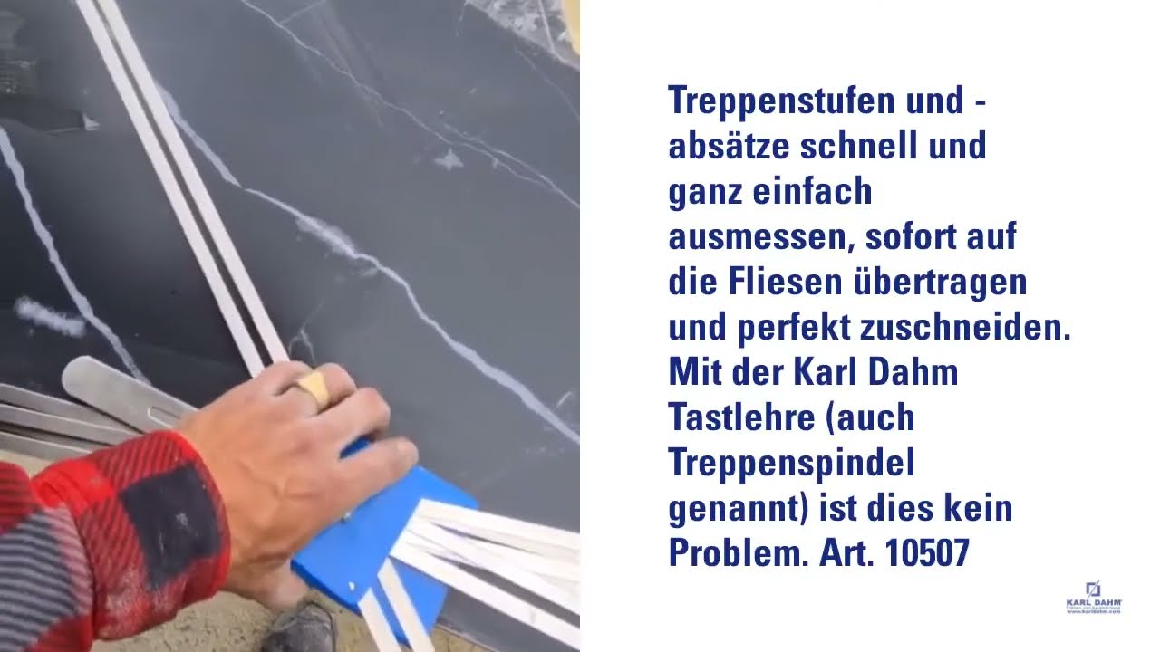 Karl Dahm Treppenspindel Tastlehre Zum Schnellen Ausmessen Ubertragen Und Zuschneiden Der Fliesen Youtube