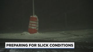 Preparing for winter conditions: Overnight snow leaves slick roads Sunday morning