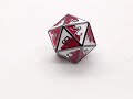 Old School DnD RPG D20 Metal Dice: Dragon Forged - Red & White w/ Black Nickel