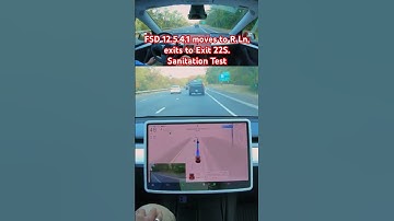 FSD 12.5.4.1 moves to R Ln, exits to Exit 22S. Sanitation Test #teslafsd #fsdbeta #fsd