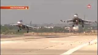 Латакия - посадка пары Су-30СМ - авиабаза "Хмеймим" 03.10.2015
