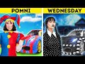 POMNI VS WEDNESDAY EXTREME ROOM MAKEOVER 🌈💖 Cool DIY and Decoration Ideas by 123 GO!
