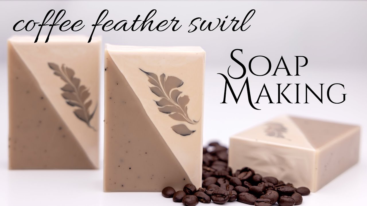 Coffee Soap Making - Diagonal Feather Swirl