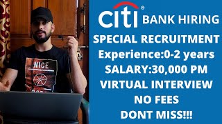 CITI Bank Jobs | Salary:30,000 PM | CITI Bank Off Campus Placement for Batch 2021 | Private Bank Job