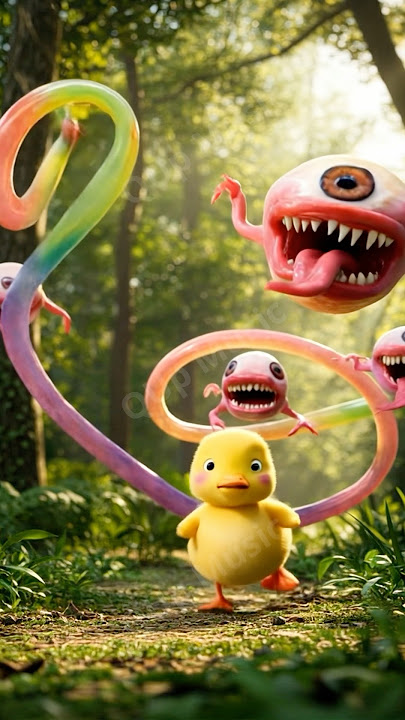 The duckling and the pug encounter a tree with eyes #shorts #duck #cute #funny