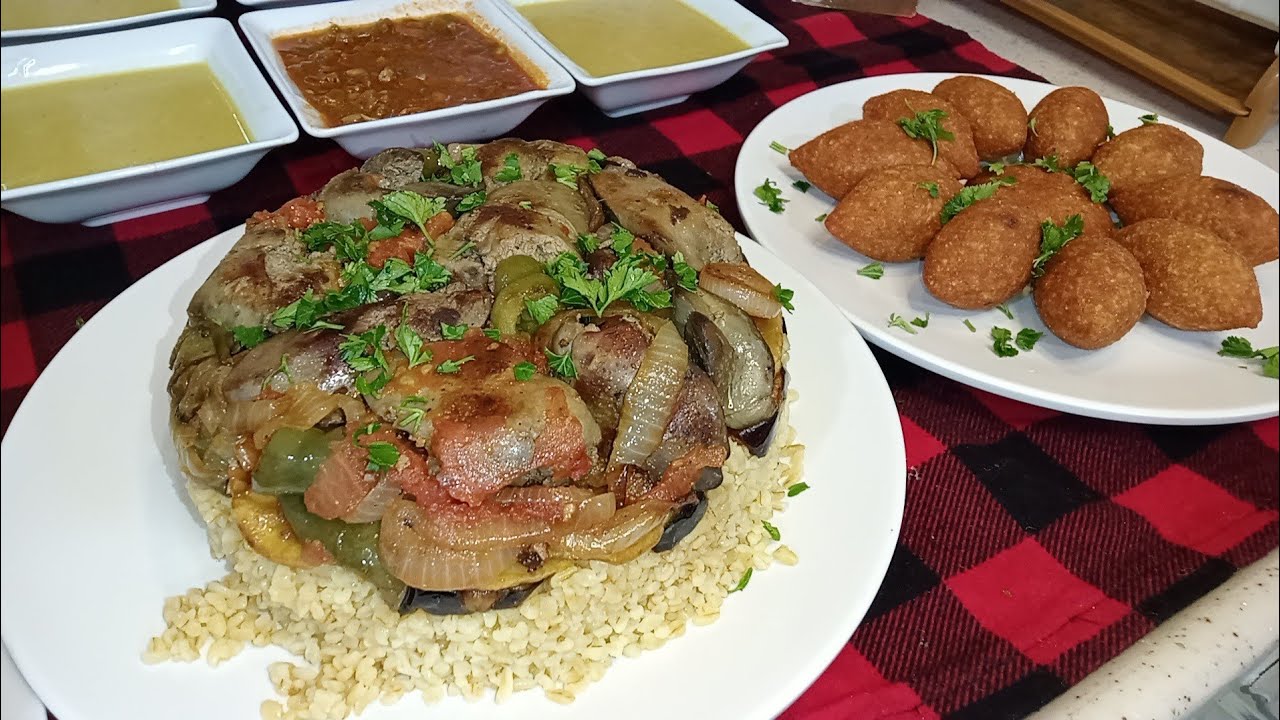 فطور ١٤رمضان/كبة التمن مقرمشه ،ومقلوبة البرغل بكبدة الدجاج