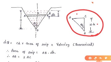 Discharge through triangular notch or weir in hindi